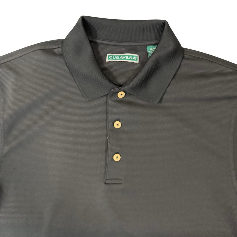 Cubavera Polo Shirt Mens Medium Black Textured Performance Short Sleeve